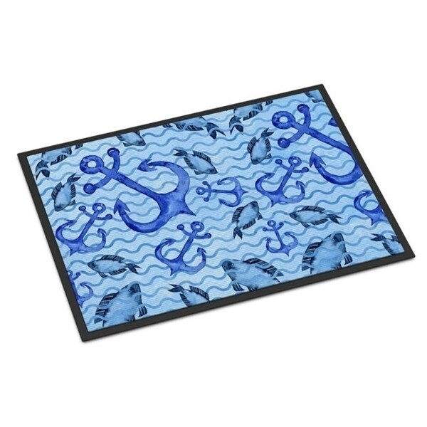 Carolines Treasures BB7534JMAT Beach Watercolor Anchors & Fish Indoor or Outdoor Mat 24 x 36 in.