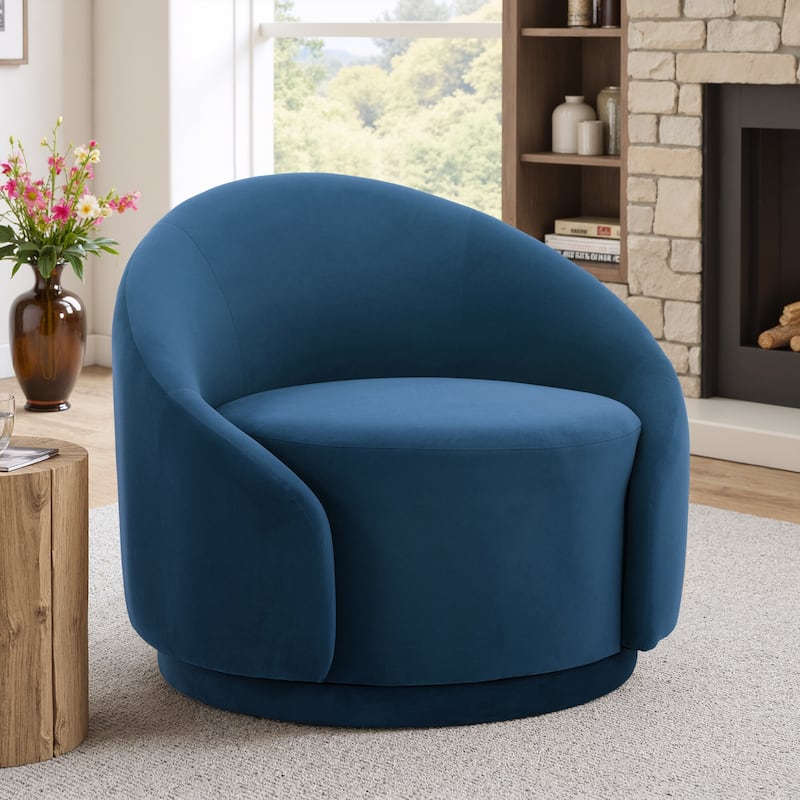 35" Wide 360-Degree Swivel Accent Barrel Chair