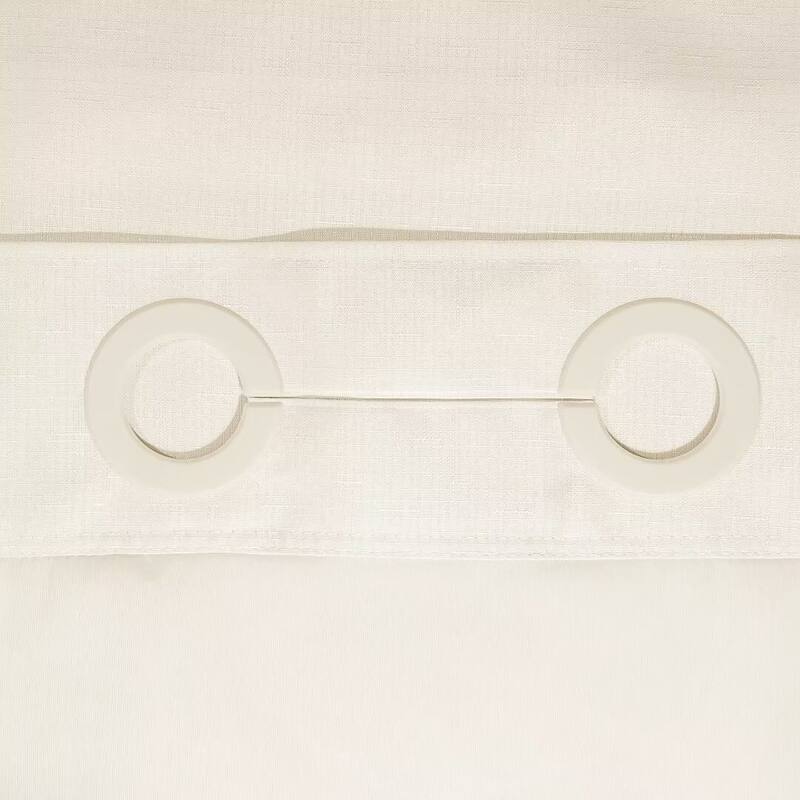 No Hook Slub Linen Texture Shower Curtain with PEVA Snap-in Liner