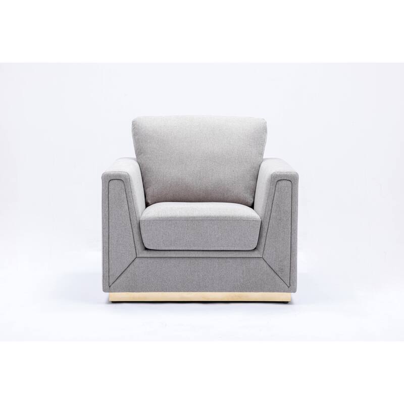 Modern 37" Linen Upholstered Accent Chair with Tight Seat and Back Cushion for Living Room