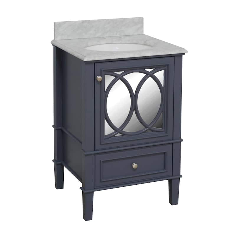 KitchenBathCollection Olivia 24" Bathroom Vanity with Carrara Marble Top