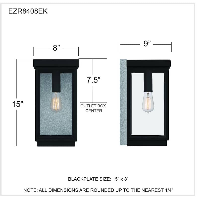 Ezra 1-Light Earth Black Outdoor Wall Lantern