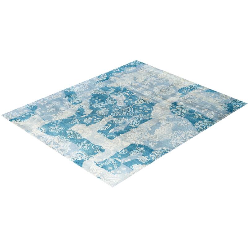 Ikat One-of-a-Kind Hand-Knotted Area Rug, Blue - 8' 4" x 10' 2"