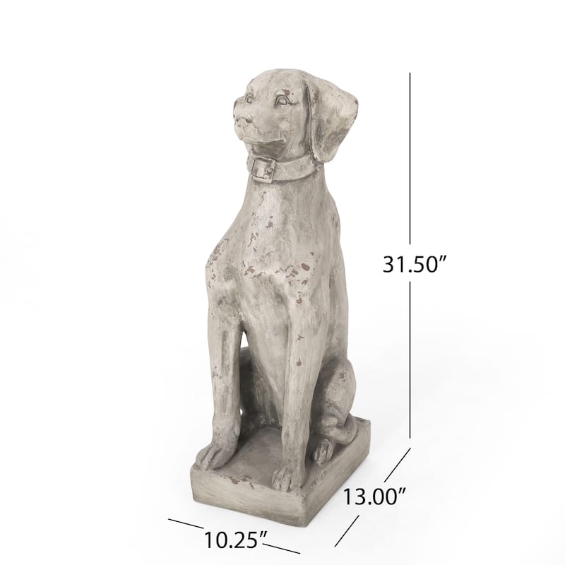 Gomer Outdoor Cast Stone Outdoor Dog Garden Statue by Christopher Knight Home
