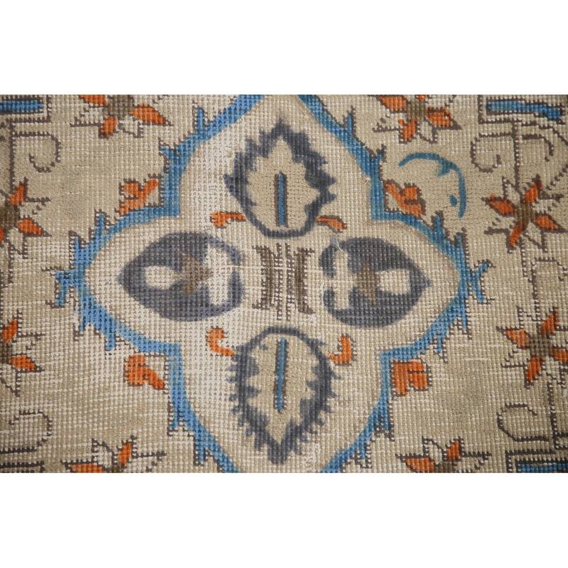 Hand Knotted Oriental 100% Wool Carpet Traditional Medallion Beige & Ivories Tabriz Area Rug - 12' 8'' X 9' 4''