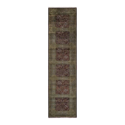 Overton Hand Knotted Wool Vintage Inspired Modern Contemporary Overdyed Red Runner Rug - 3' 2" x 12' 3"