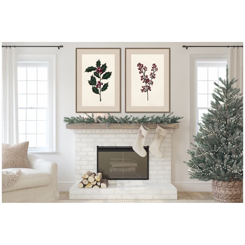 Kate and Laurel Sylvie Silver and Pine - 2 Piece Framed Canvas Art Set by Pam Vale
