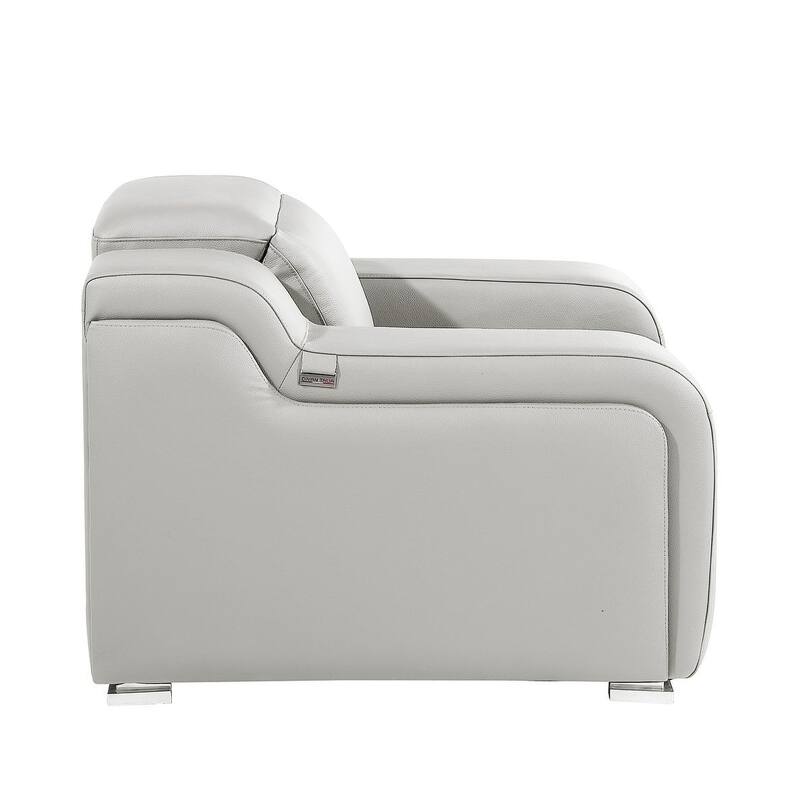 HomeRoots 41" Light Gray Italian Leather Wall Hugger Recliner With USB