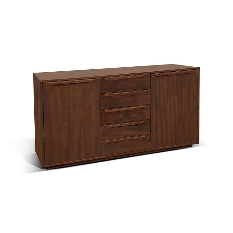 Nancy Sideboard Server with 3 Drawers and 2 Cabinets, Brown Mahogany Wood