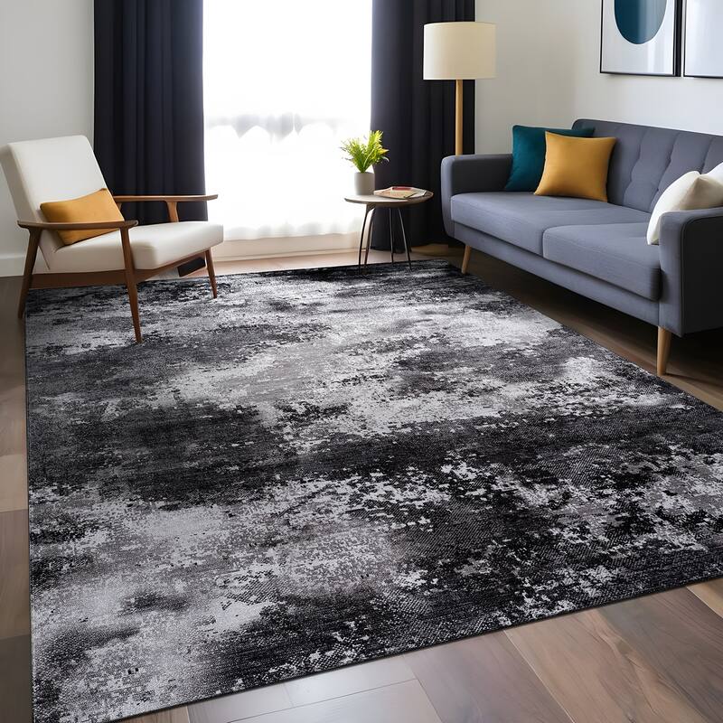 Beverly Rug Queen Abstract Non-Slip Rubber Back Washable Indoor Area Rug