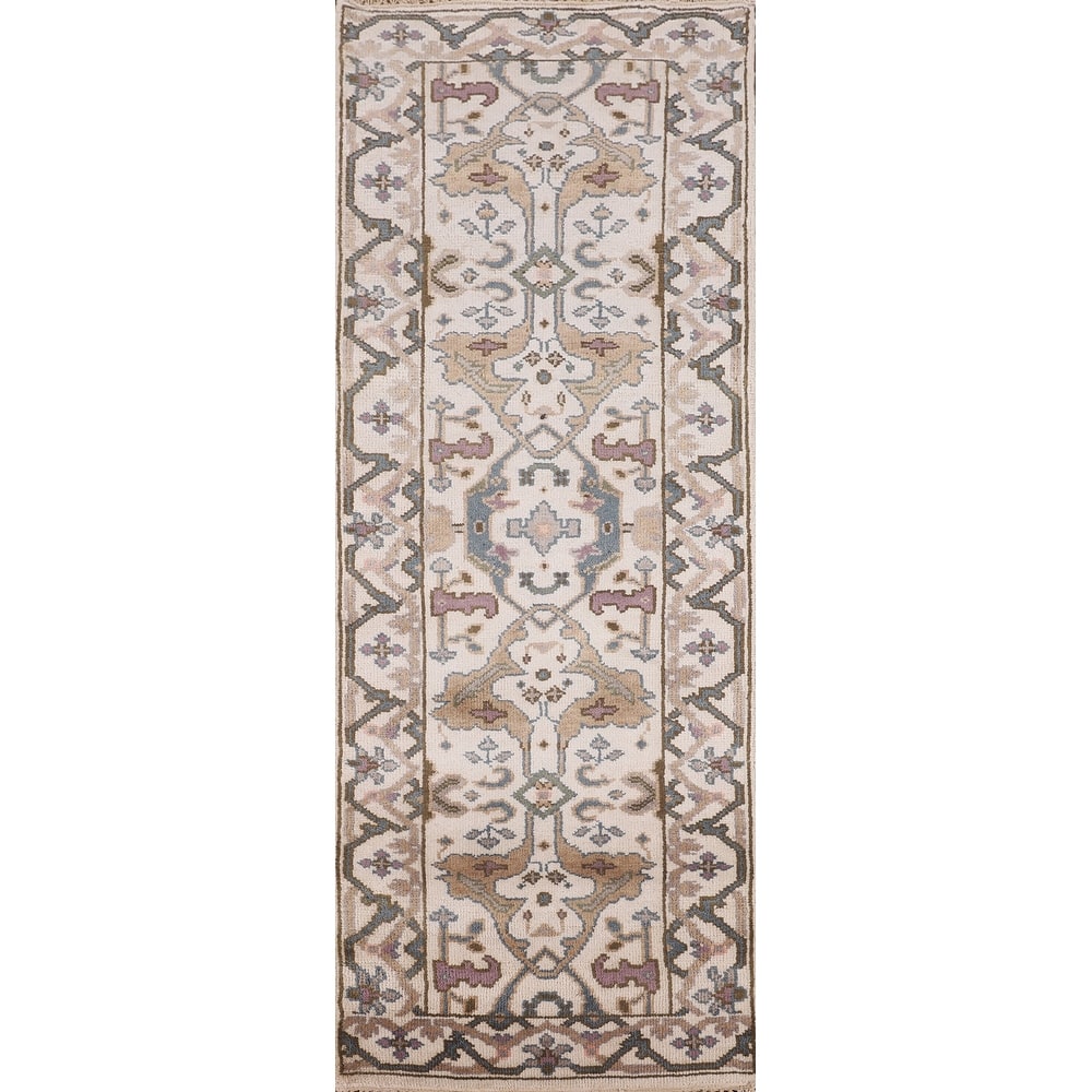 Oushak Oriental Runner Rug Hand-Knotted Wool Carpet - 2'7" x 7'8"