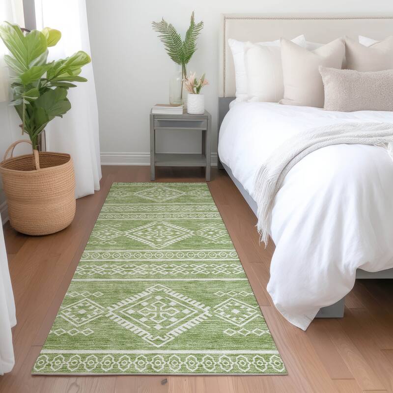 Premium Washable Super Soft Boho Globe Mayfield Rug - Green - 2'3" x 7'6"