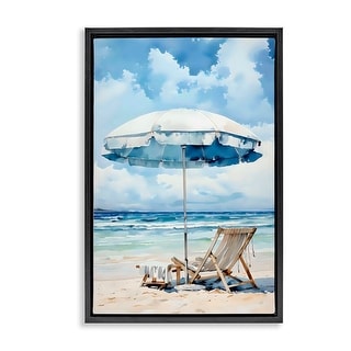 Stupell Calm Ocean Waves Vacation Framed Floater Canvas Wall Art Design ...