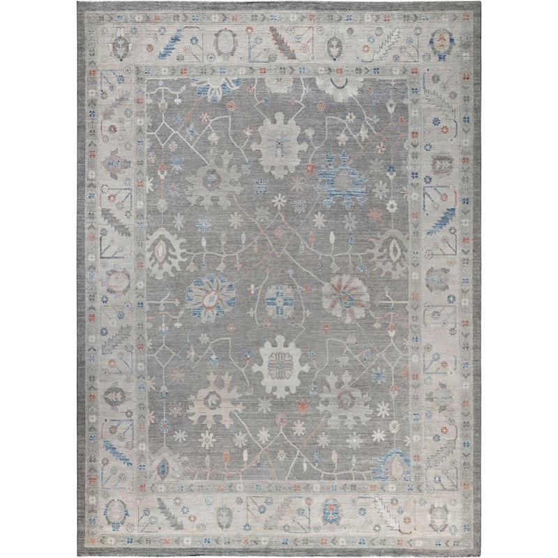 Oushak One-of-a-Kind Hand-Knotted Area Rug - Gray - 9' 9" x 13' 5"