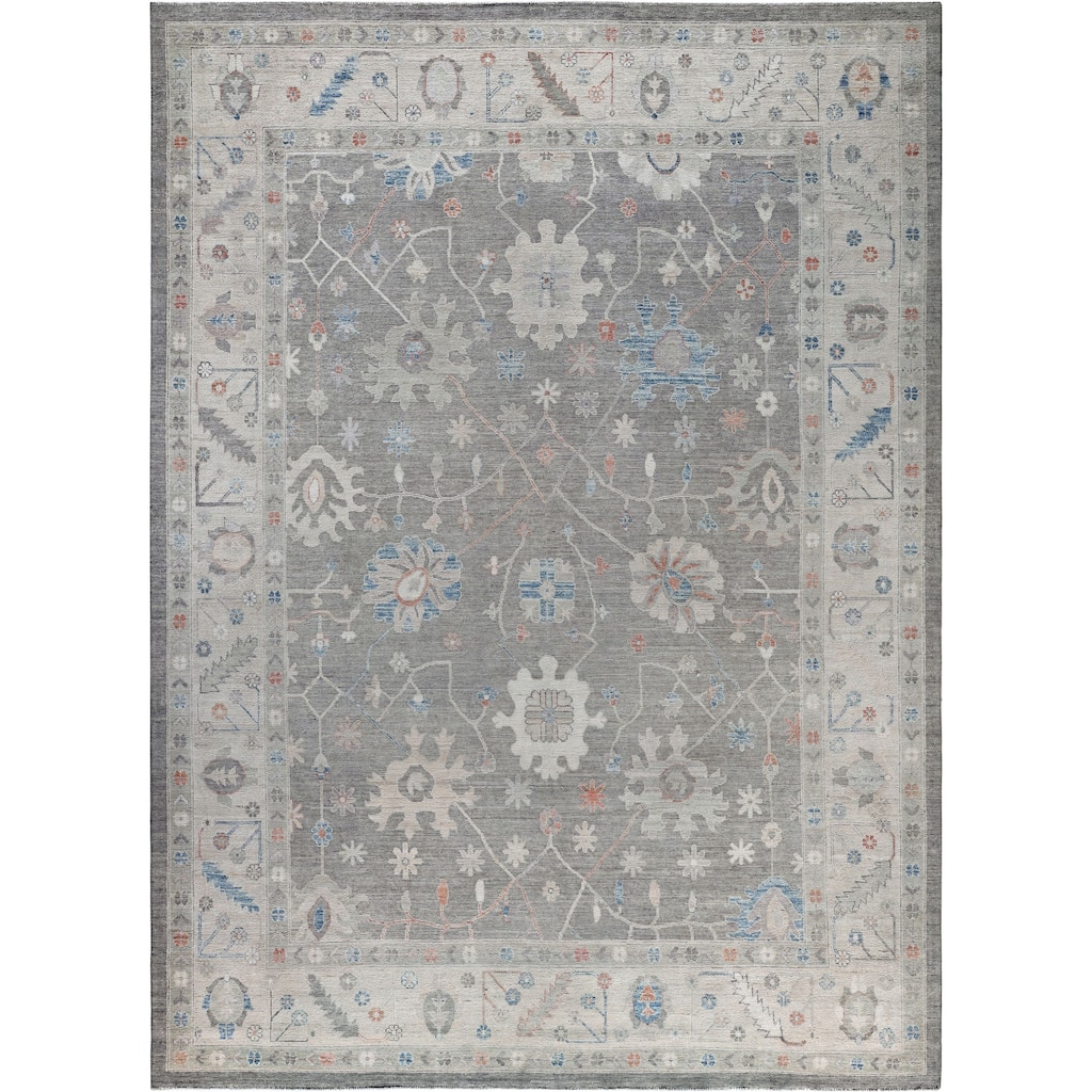 Oushak One-of-a-Kind Hand-Knotted Area Rug - Gray - 9' 9" x 13' 5"