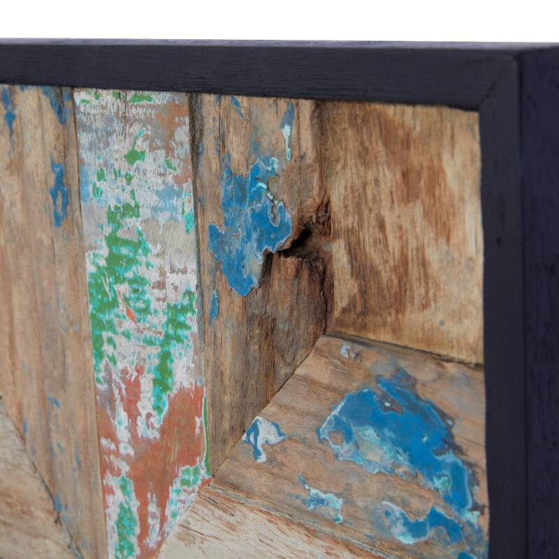 Brown Teak wood Rustic Wall Decor (Set of 2) - 17 x 2 x 17