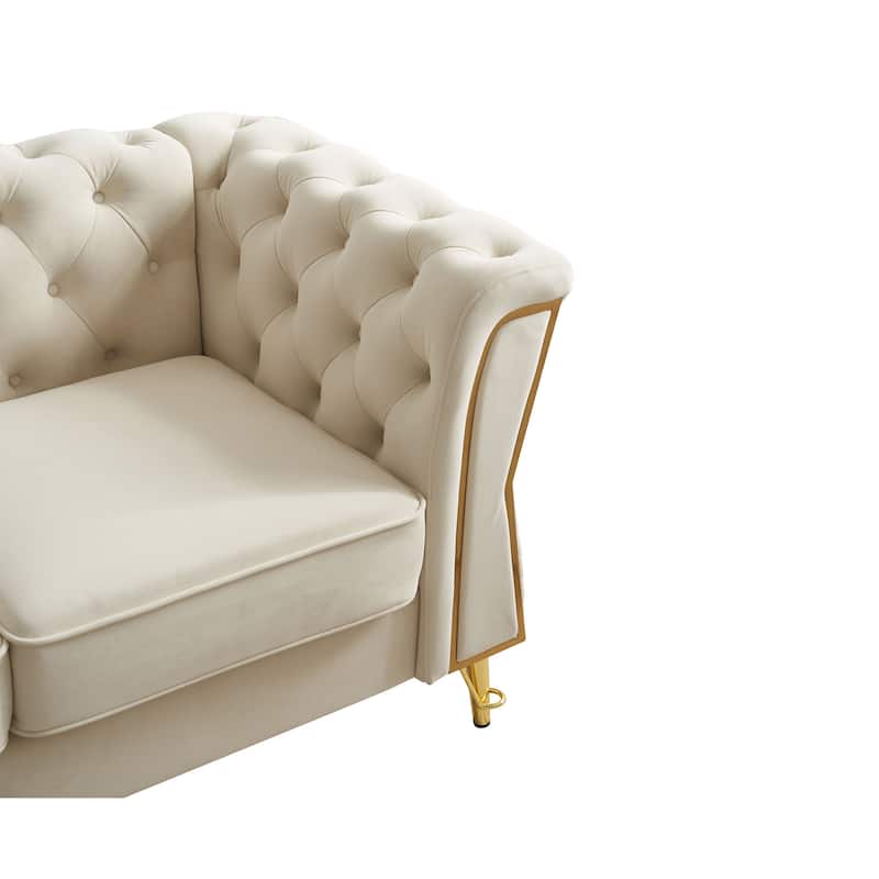 Modern Tufted Velvet Sofa 87.4 inch for Living Room