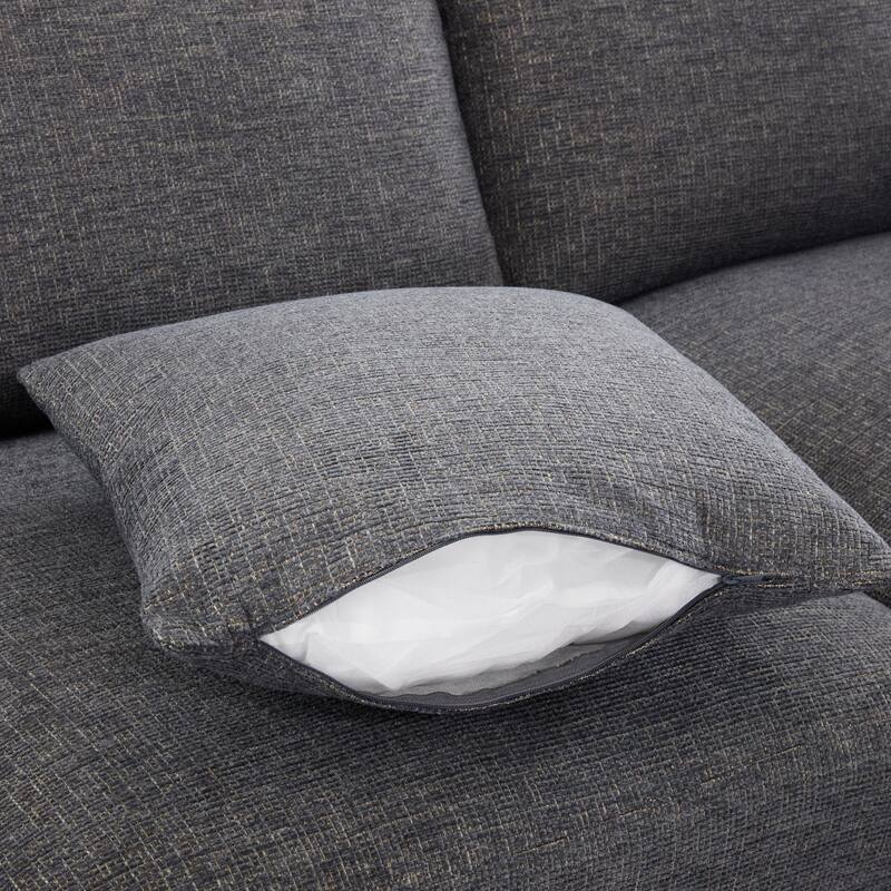 85.4" Chenille Modular Sectional Sofa with Ottoman and USB Ports - U/L-Shaped Convertible Design