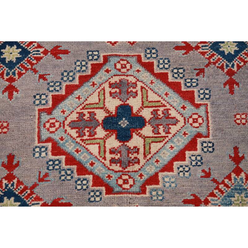 Hand Knotted Oriental 100% Wool Carpet Traditional All-Over Greys & Charcoal Kazak Area Rug - 9' 0'' X 8' 3''