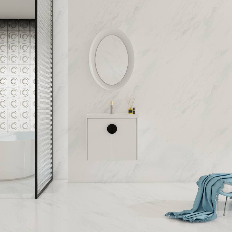 24 Inch Soft Close Doors Bathroom Vanity with Sink, for Small Bathroom