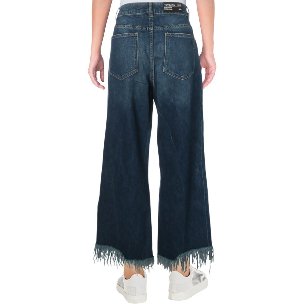 wide leg jeans with frayed hem