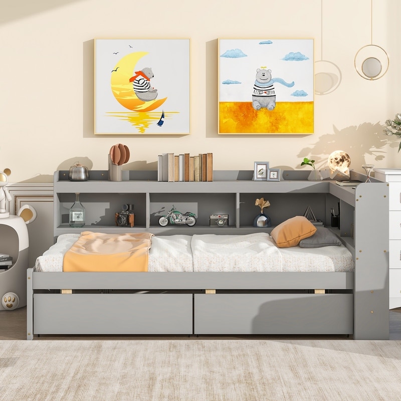L shaped online beds with storage