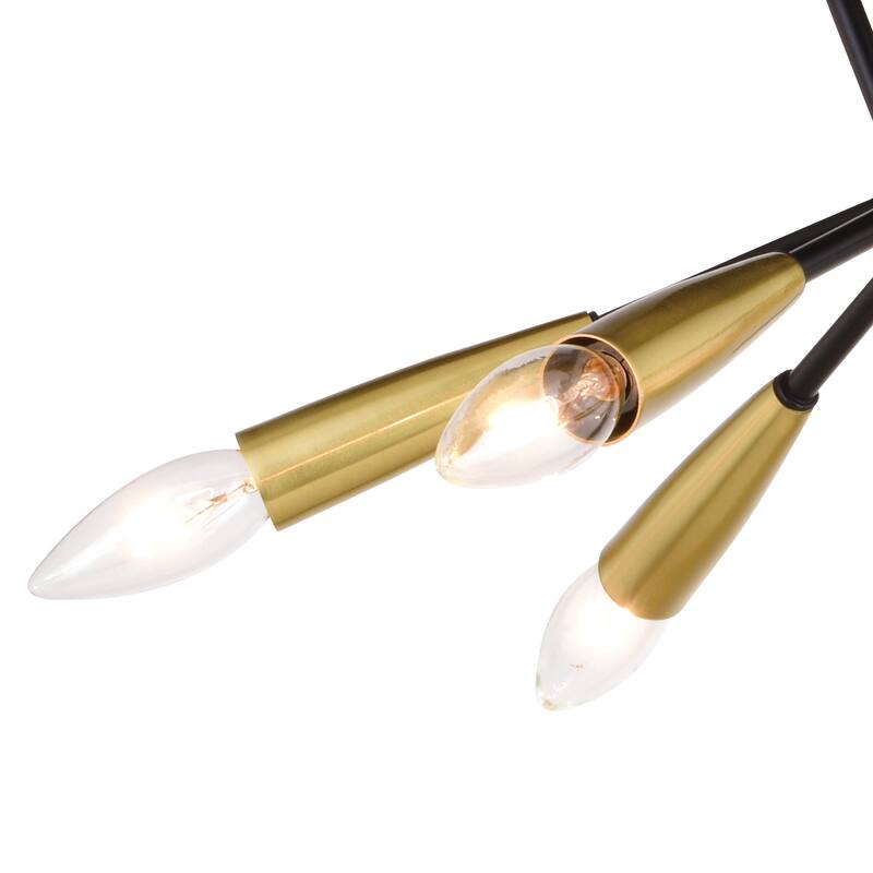 Ellis 16.25-in W Black and Brass Mid-Century Modern Semi Flush Mount Ceiling Light - 16.25-in W x 8-in H x 16.25-in D