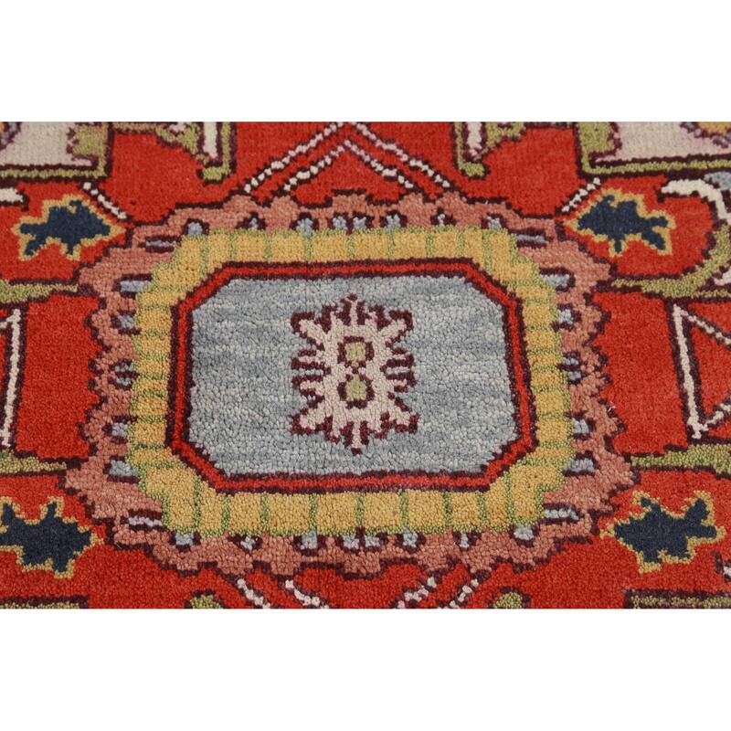 Hand Knotted Oriental 100% Wool Carpet Traditional Medallion Oranges & Rust Heriz (serapi) Area Rug - 12' 2'' X 8' 11''