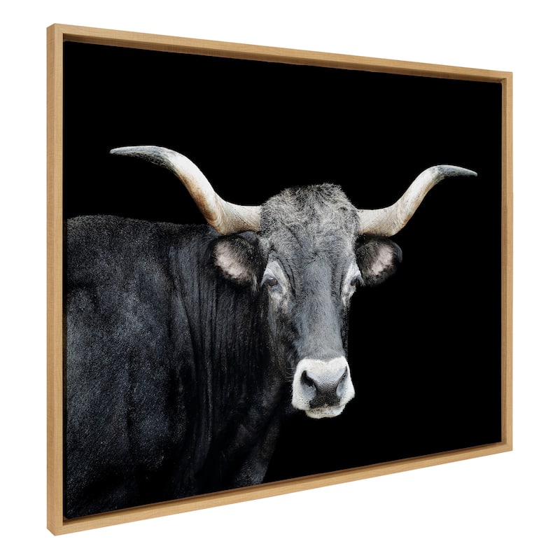Kate and Laurel Sylvie Tudanca Cow Framed Canvas by Xyo - 31.5 x 41.5 - Natural