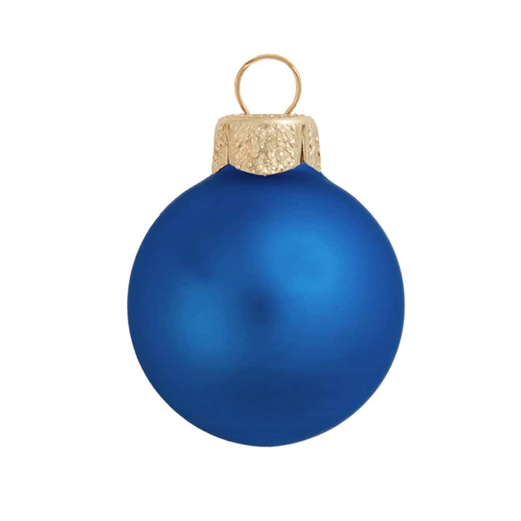 Matte Finish Glass Christmas Ball Ornaments - 2.75" (70mm) - Blue Delft - 12ct