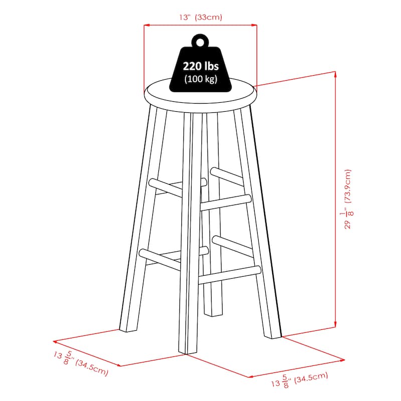 Ivy Bar Stool - 13.6 x 13.6 x 29.1 inches