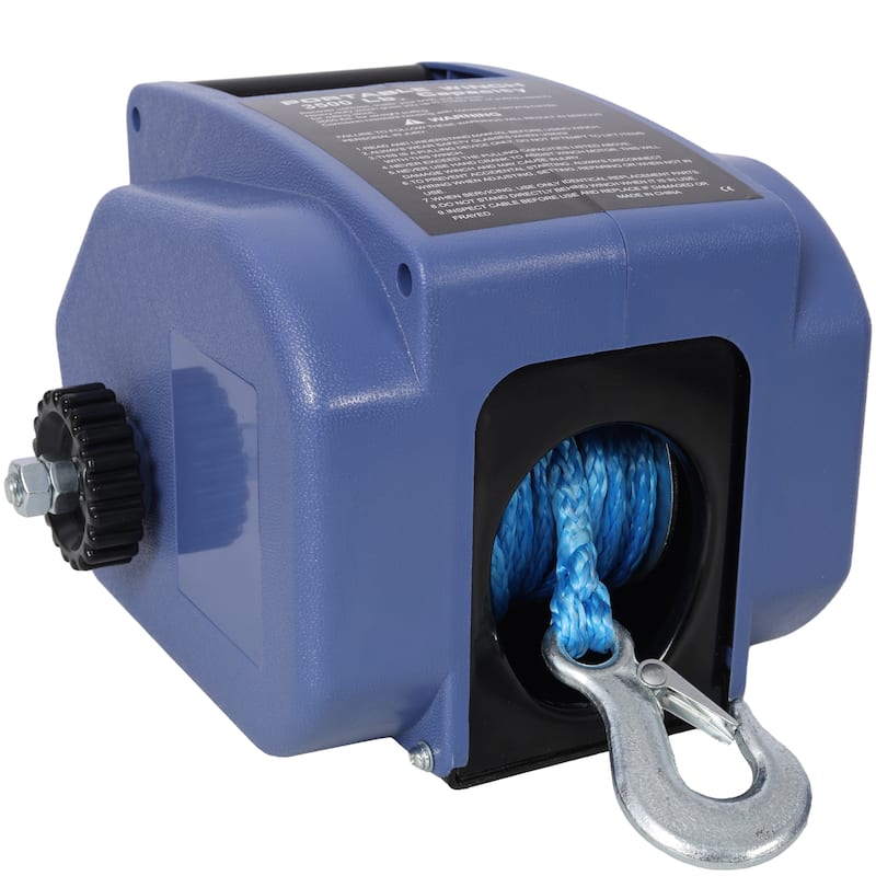 12v 3500lbs Trailer Winch, Reversible Electric Winch, for Boats up to 5000 lbs, with Synthetic Rope, With Extra Pulley Hook