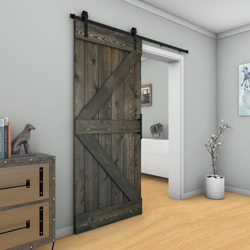 Barn Door With Solid Knotty Pine Paneled Wood and Hardware Kit(DIY