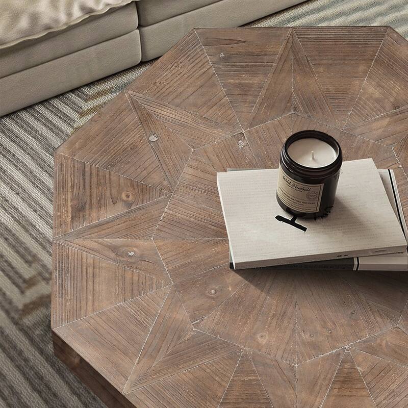 GDF Studio - Patchwork Modern Farmhouse Wood Coffee Table with Metal Base