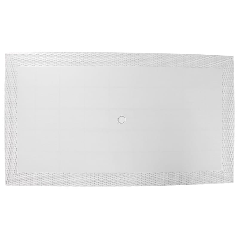 Mace All Weather Outdoor Patio Rectangular Dining Table with Umbrella Hole and Weave Design