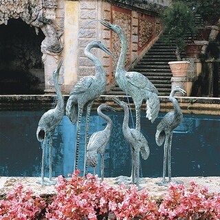 Design Toscano Colossal Straight Neck Crane Bronze Garden Statue PK7452