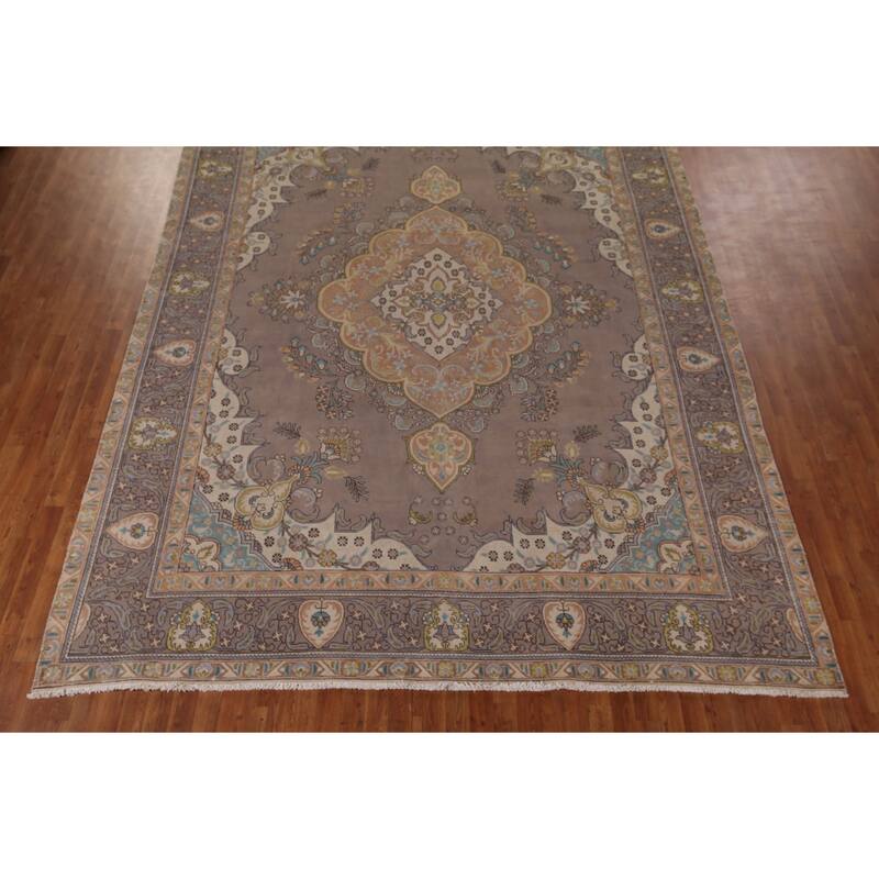 Over-Dyed Tabriz Persian Vintage Large Rug Hand-Knotted Wool Carpet - 9'8" x 13'2"