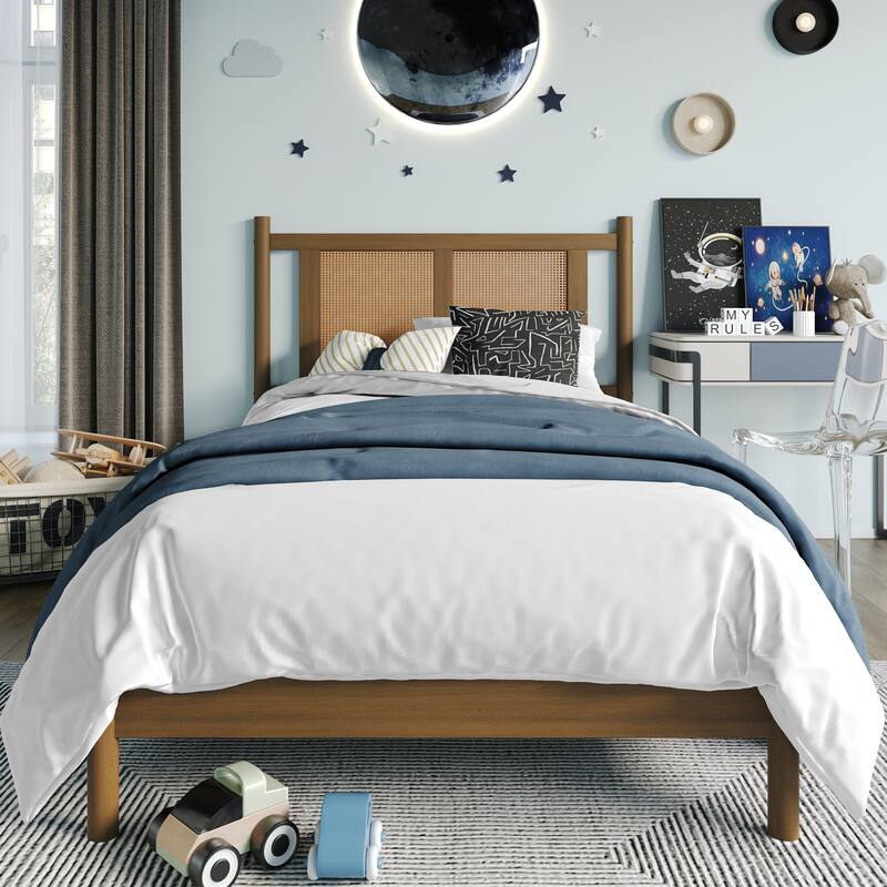 CraftPorch Transitional Wooden Platform Kid Bed