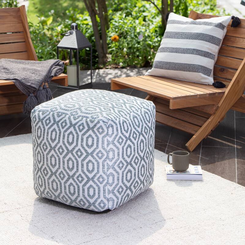 Jani Zuma Indoor/Outdoor 18" x 18" Square Pouf Ottoman