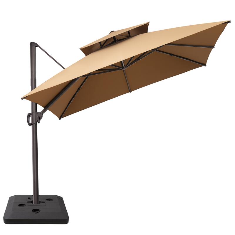 Crestlive Products 11 FT Square Patio Offset Cantilever Umbrella with Base