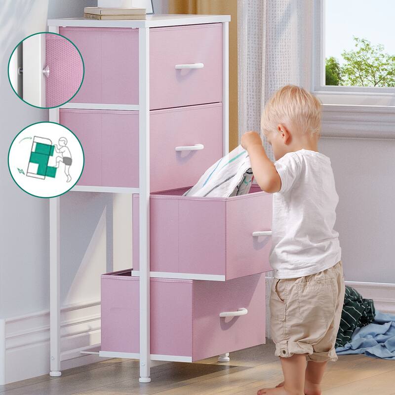 Modern Wide Dresser Storage Tower with 4 Drawers