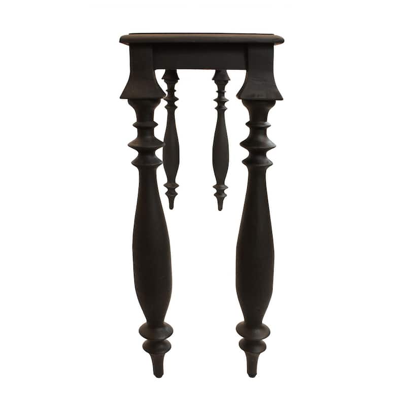HomeRoots 54" Black Solid Wood Distressed Console Table - 54.00 in. x 30.00 in. x 12.00 in.