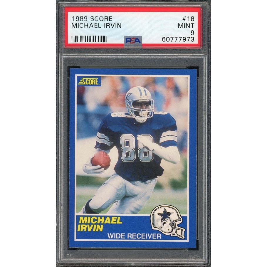 Michael Irvin 1989 Score Football Rookie Card RC #18 Graded PSA 9 - 8'6" x 11'6"