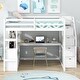 preview thumbnail 1 of 20, Full Loft Bed with Desk and Safety Guardrail, Wood Full Loft Bed Frame with Shelves, 2 Built-in Drawers and Storage Staircase White - Full