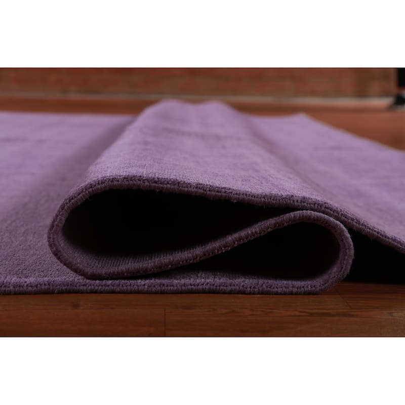 Hand Knotted Oriental 100% Wool Carpet Modern Solid Purples Gabbeh Area Rug - 13' 7'' X 10' 0''