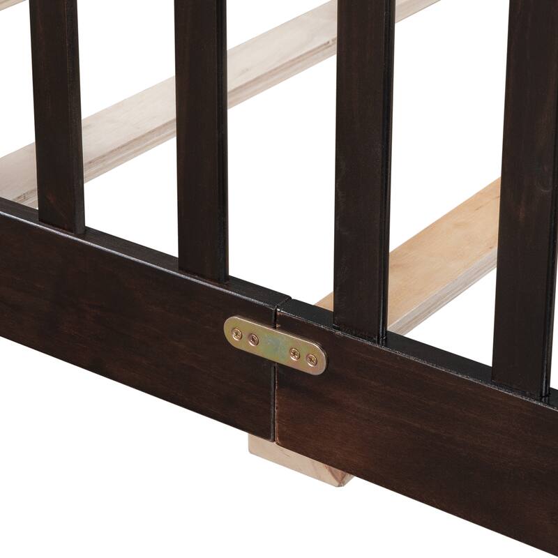 Floor Platform Bed with Fence Guardrails and Door