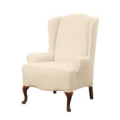 SureFit Stretch Pinstripe 1 Piece Wing Chair Slipcover