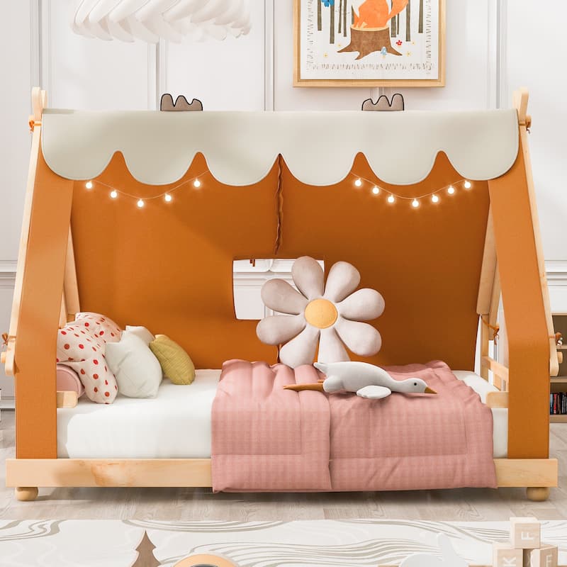 Whimsical Tent House Bed with Lights and Skylight by Harper&Bright Designs