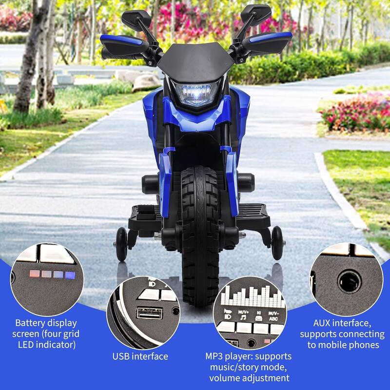 6v Motorcycle for Kids, Ride on Motorcycle with Traning Wheels for Best Kids Gift, Black