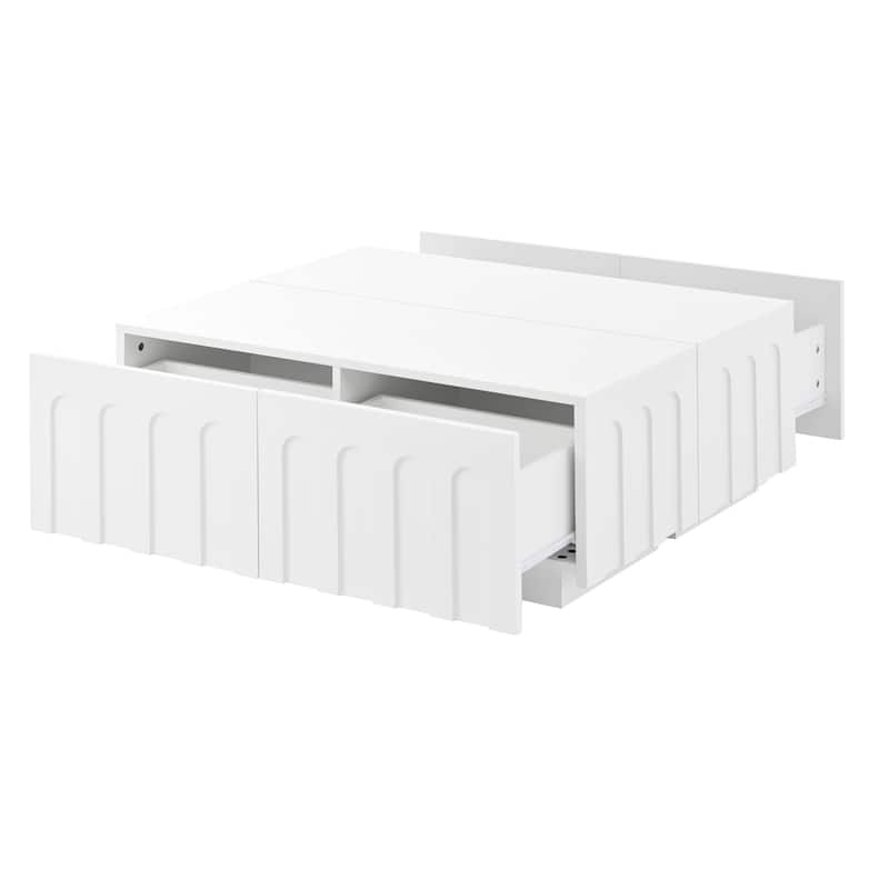 Elegant TV Stand with Arched Design for TVs Up to 80",Dual Purpose Coffee Table with 4 Drawers,Cabinet with Storage